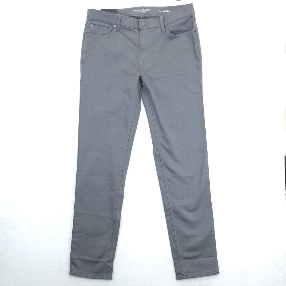 Banana Republic Athletic Tapered Fit Traveler Pants Men's Size 34x34 Gray NWT